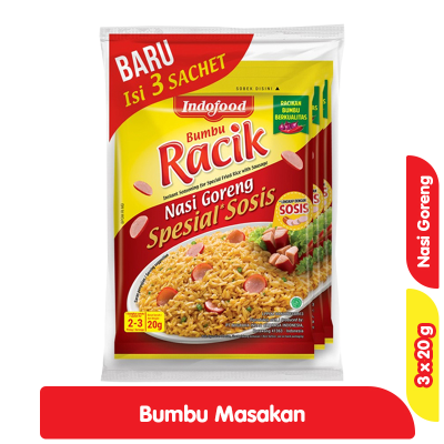 Indofood Racik Bumbu Instan Nasi Goreng Spesial Sosis 3 x 20 g