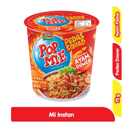Pop Mie Mi Instan Cup Kuah Pedes Dower Ayam Pedas 75 g